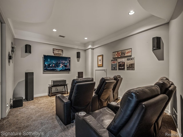 6956 Cooley Lake Rd, White Lake, MI 48383 - carpeted home theater with recessed lighting and baseboards