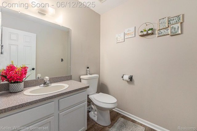53242 Butternut St, Chesterfield, MI 48051 - half bathroom featuring wood finished floors, vanity, toilet, and baseboards