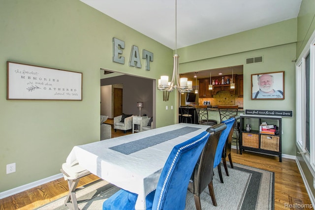 18704 Gary Ln, Livonia, MI 48152 - dining area with a chandelier and wood finished floors