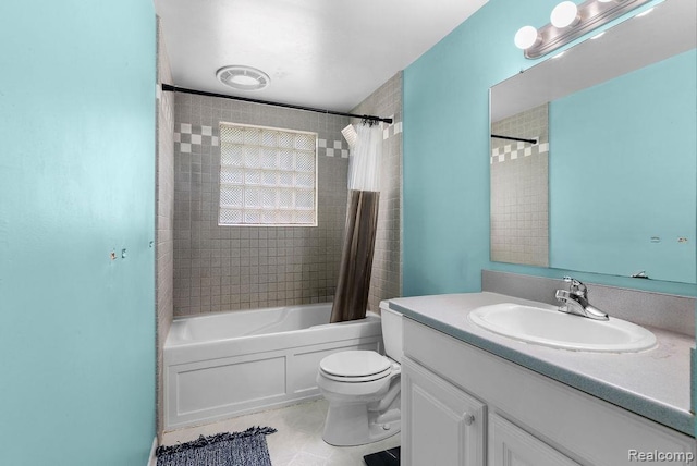5445 Frankwill Ave, Clarkston, MI 48346 - full bathroom with vanity, shower / tub combo with curtain, and tile patterned flooring