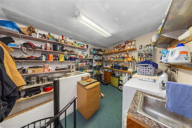 2637 E 7th Rd, Roscommon, MI 48653 - storage area with washer and clothes dryer and a sink