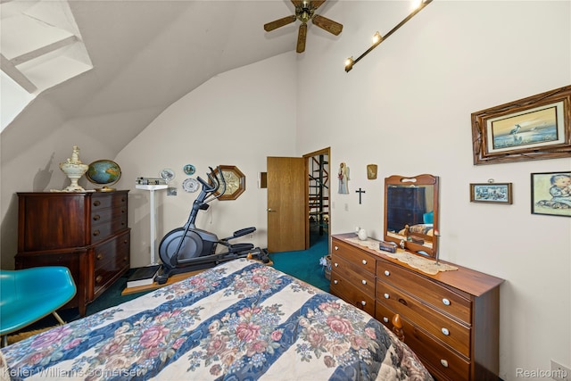 2637 E 7th Rd, Roscommon, MI 48653 - bedroom featuring lofted ceiling and carpet