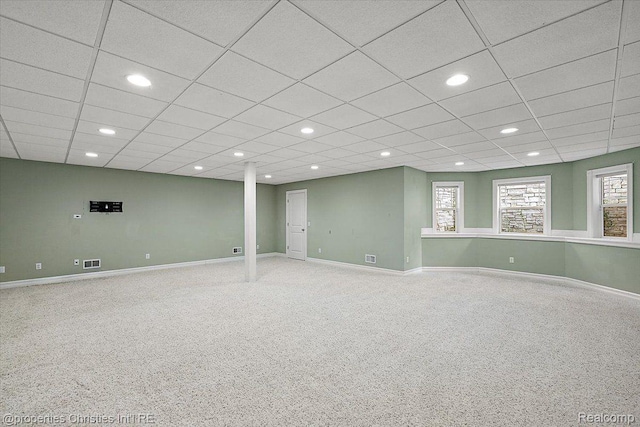 1419 Henrietta St, Birmingham, MI 48009 - carpeted spare room with baseboards, a paneled ceiling, and recessed lighting