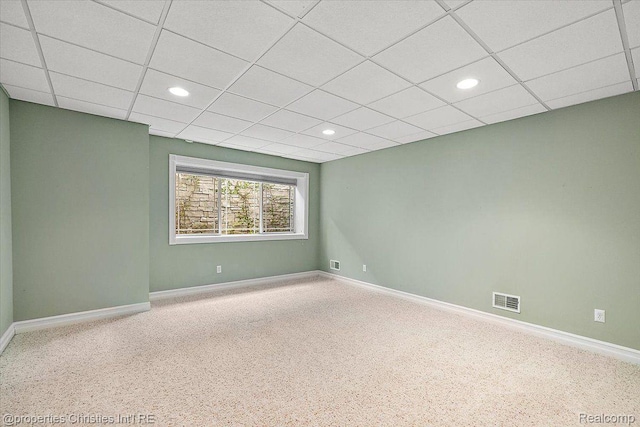 1419 Henrietta St, Birmingham, MI 48009 - empty room featuring baseboards, carpet floors, recessed lighting, and a paneled ceiling