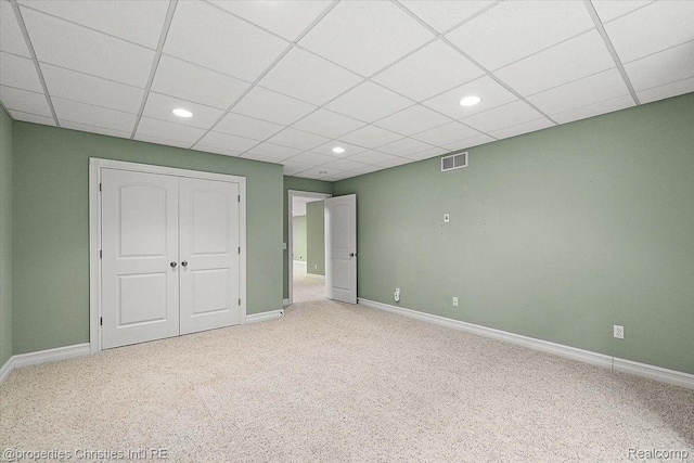 1419 Henrietta St, Birmingham, MI 48009 - unfurnished bedroom featuring carpet, baseboards, recessed lighting, a closet, and a paneled ceiling