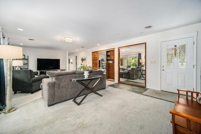 55 E Lewis Ave, Milan, MI 48160 - living room with light carpet, recessed lighting, and baseboards