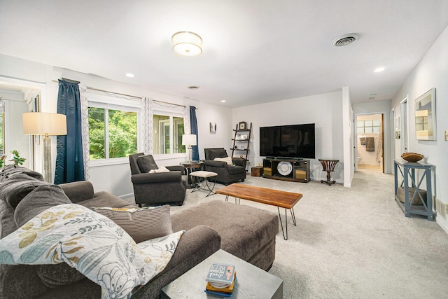 55 E Lewis Ave, Milan, MI 48160 - living area with baseboards, light colored carpet, and recessed lighting