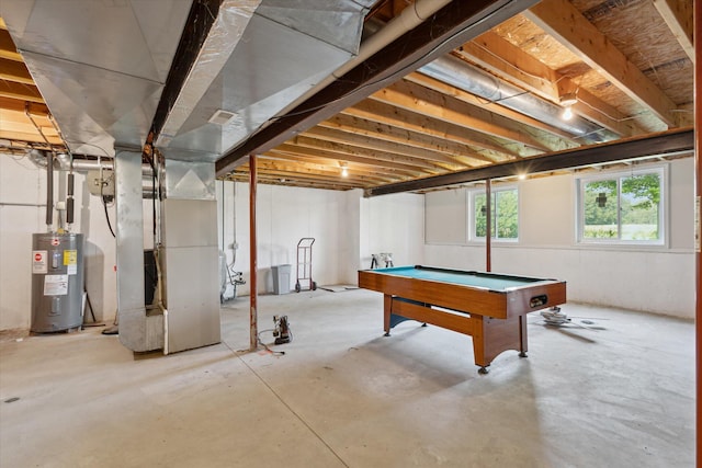 8078 S Royston Rd, Eaton Rapids, MI 48827 - below grade area with water heater, heating unit, and billiards