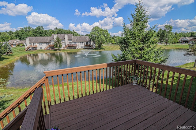5891 Augusta Ln, Grand Blanc, MI 48439 - wooden deck with a water view, a residential view, and a yard