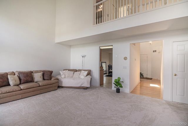 5891 Augusta Ln, Grand Blanc, MI 48439 - living room featuring carpet floors and a towering ceiling