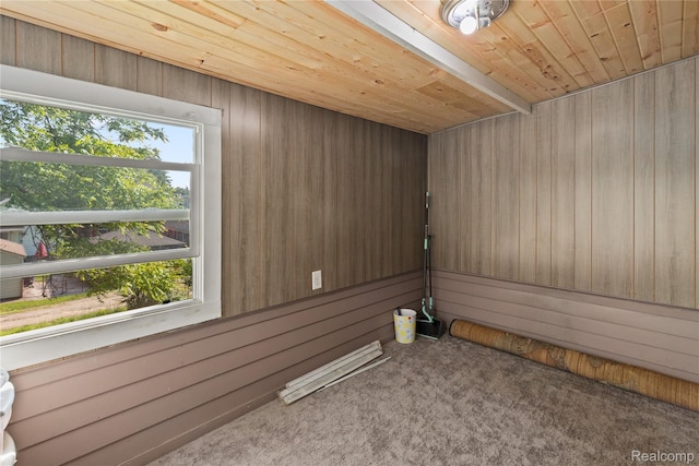 15 Forest St, River Rouge, MI 48218 - carpeted spare room with wood walls and wooden ceiling