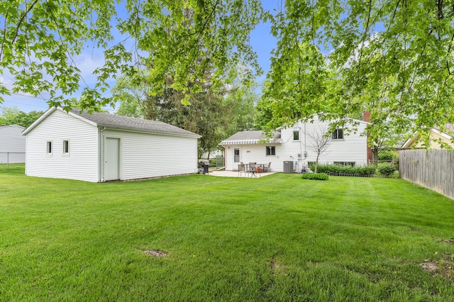 3622 Cushing Ct, Dexter, MI 48130 - view of yard with a patio area, an outdoor structure, and central AC unit