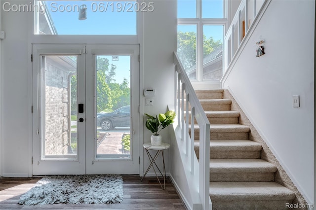 30753 Sunderland Dr, Farmington Hills, MI 48331 - entryway with stairway, wood finished floors, and french doors