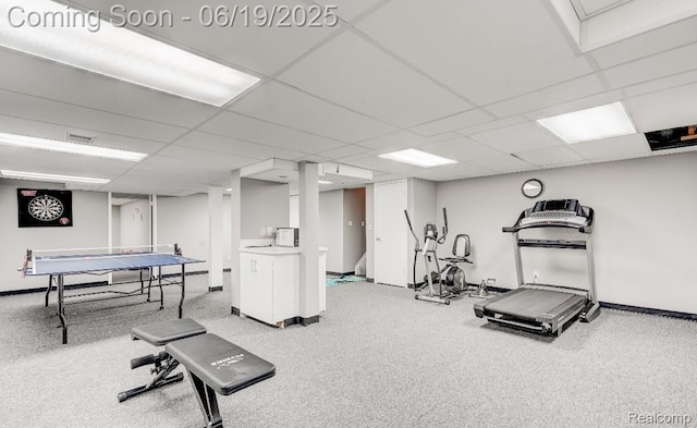 30753 Sunderland Dr, Farmington Hills, MI 48331 - exercise area with a drop ceiling and carpet flooring