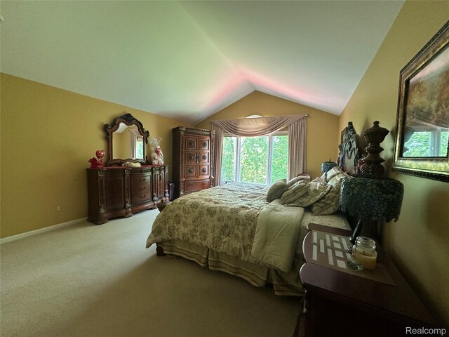 6601PEMBRIDGEHILL Pembridge Hl, West Bloomfield, MI 48322 - bedroom featuring vaulted ceiling, carpet floors, and baseboards