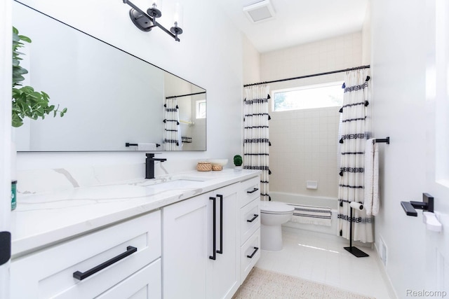 62874 Walker Ct Unit 17, Washington, MI 48094 - full bath with vanity, shower / tub combo with curtain, and tile patterned floors