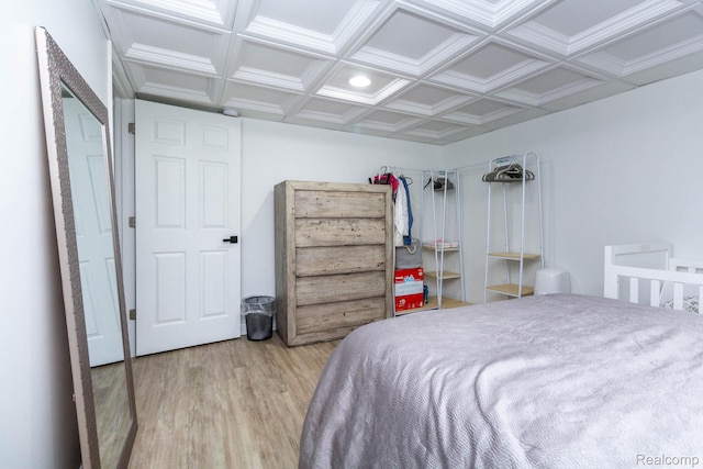 62874 Walker Ct Unit 17, Washington, MI 48094 - bedroom with light wood-style floors and coffered ceiling