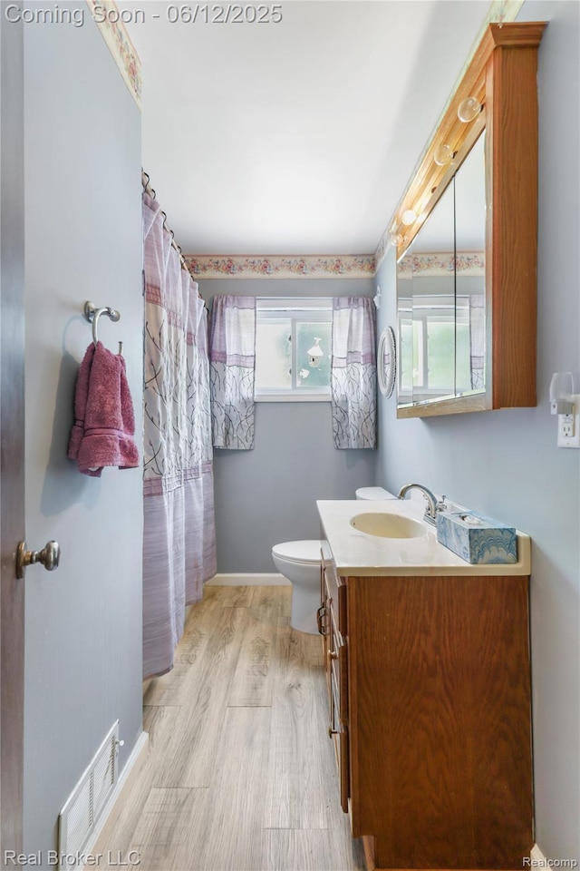 3809 Whittier Ave, Flint, MI 48506 - full bath with vanity, plenty of natural light, wood finished floors, and toilet