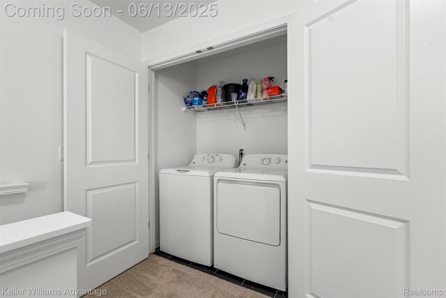 3947 Trailwaycommons Cir, Auburn Hills, MI 48326 - laundry room with washing machine and clothes dryer and light tile patterned flooring