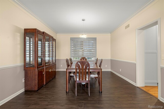 4991 Knollcrest Ct, Commerce Twp, MI 48382 - dining room featuring ornamental molding and dark wood-style floors