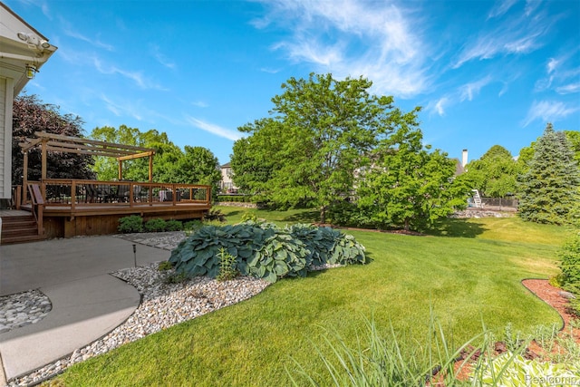 4991 Knollcrest Ct, Commerce Twp, MI 48382 - view of green lawn with a deck, a pergola, and a patio