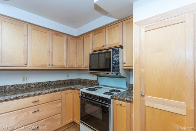 25695 York Rd, Royal Oak, MI 48067 - kitchen featuring range with electric cooktop and dark stone counters