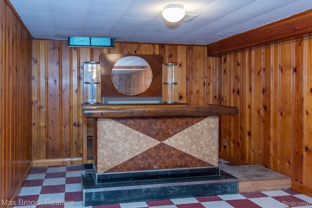 25695 York Rd, Royal Oak, MI 48067 - bar with tile patterned floors and wood walls