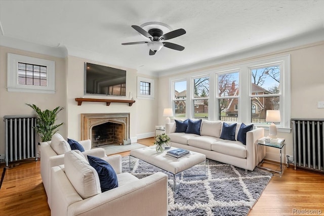 16525 Roselawn St, Detroit, MI 48221 - living area featuring radiator heating unit, plenty of natural light, and a ceiling fan