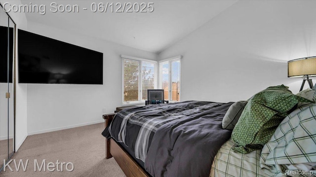 4013 Foxpointe Dr, West Bloomfield, MI 48323 - carpeted bedroom with vaulted ceiling and baseboards