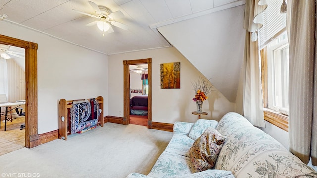 16486 Three Oaks Rd, Three Oaks, MI 49128 - carpeted living area featuring ceiling fan, plenty of natural light, and baseboards