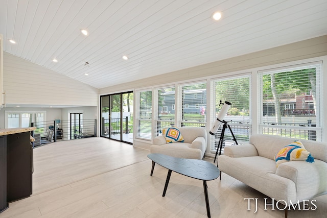 2605 Shadowbrook Dr SE, Grand Rapids, MI 49546 - sunroom / solarium with lofted ceiling, healthy amount of natural light, recessed lighting, wood finished floors, and wood ceiling