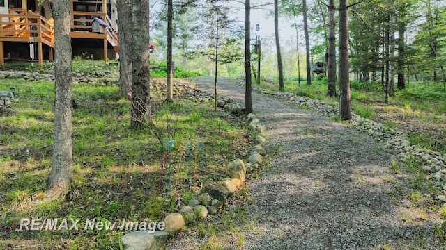 2258 High Rd, Roscommon, MI 48653 - view of yard featuring a wooden deck and driveway