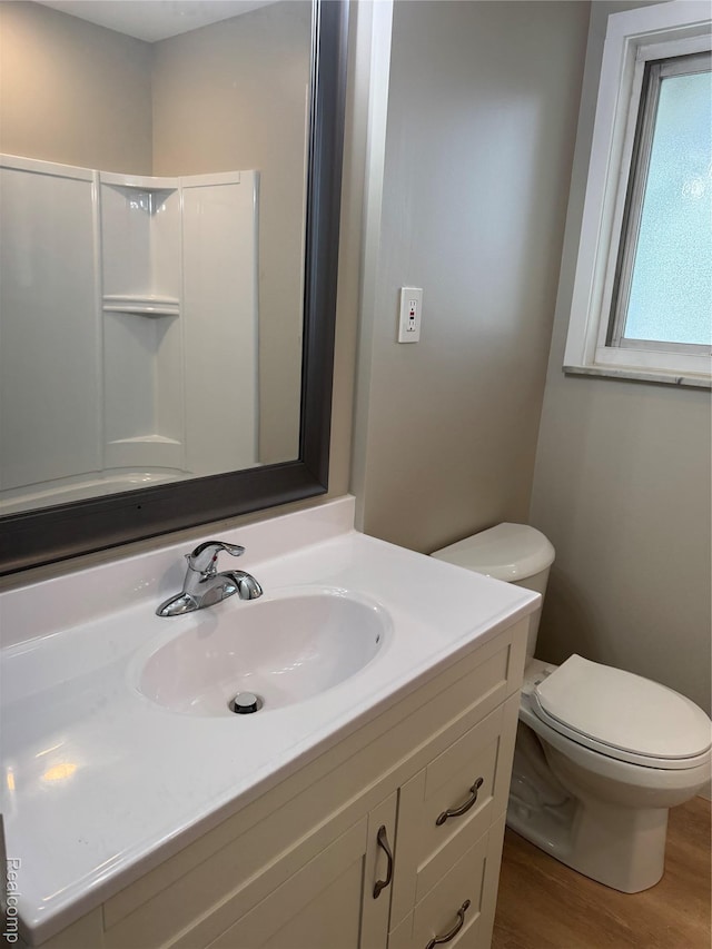 4227 Crooks Rd, Fenton, MI 48073 - bathroom featuring vanity, wood finished floors, and toilet