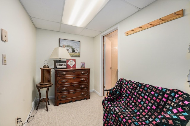 3431 Brookview Ct, Hudsonville, MI 49426 - sitting room featuring carpet flooring, a paneled ceiling, and baseboards