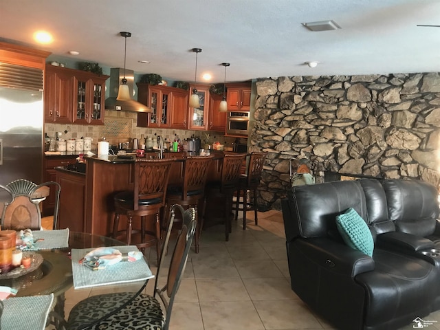 4845 E Dunbar Rd, Monroe, MI 48161 - living room with light tile patterned flooring and bar