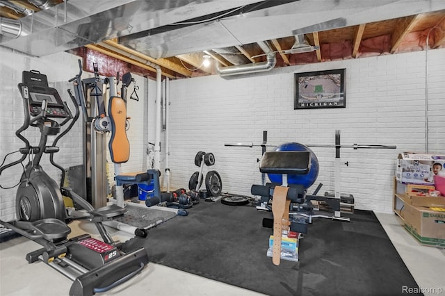 1029 Primrose Ln, Milan, MI 48160 - workout area with brick wall