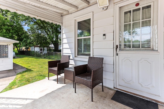 7491 Dacosta, Redford, MI 48239 - doorway to property featuring a patio area