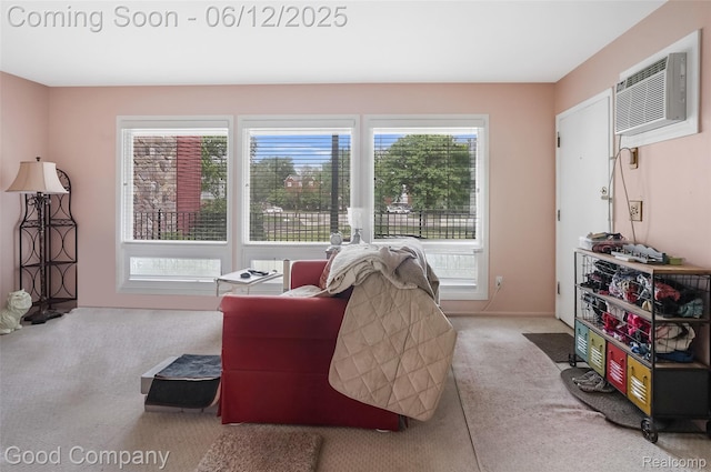 4345 Crooks Rd Unit 24, Royal Oak, MI 48073 - carpeted living area with a wall mounted air conditioner