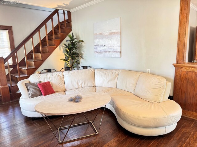 1202 Pershing St, Flint, MI 48503 - living area with stairway, crown molding, and wood finished floors