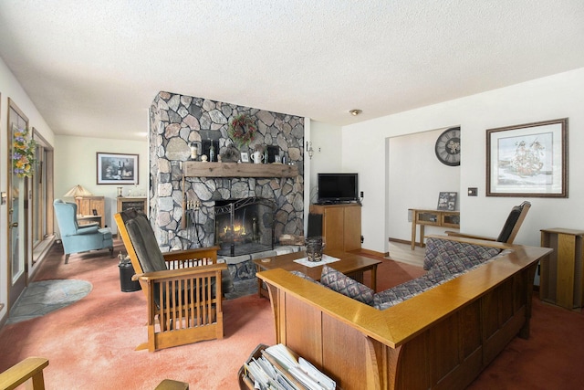 441 N Benson Rd, Fountain, MI 49410 - living room with a textured ceiling and a fireplace