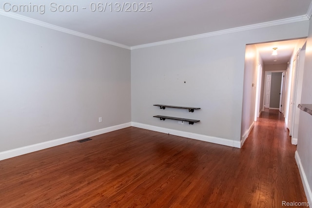 21806 Trombly St, Saint Clair Shores, MI 48080 - unfurnished room featuring dark wood-type flooring, ornamental molding, and baseboards