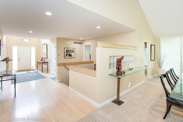 6524 Pleasant Lake Ct, West Bloomfield, MI 48322 - hall with recessed lighting, an upstairs landing, and light wood-style flooring
