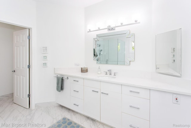 6524 Pleasant Lake Ct, West Bloomfield, MI 48322 - full bath with vanity, an enclosed shower, and marble finish flooring