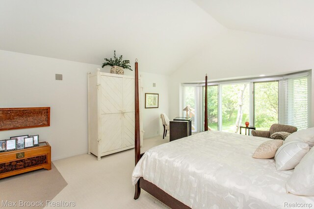 6524 Pleasant Lake Ct, West Bloomfield, MI 48322 - bedroom with light colored carpet and vaulted ceiling