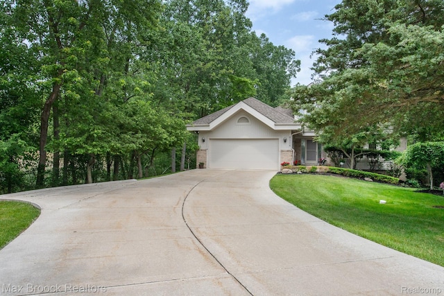 6524 Pleasant Lake Ct, West Bloomfield, MI 48322 - view of front of property featuring driveway, a garage, brick siding, and a front lawn