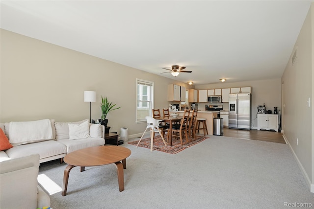 1372 Maryland St, Grosse Pointe, MI 48230 - living area featuring carpet floors and a ceiling fan