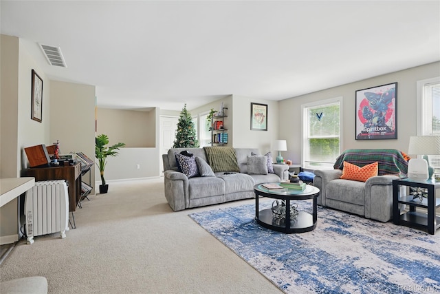1372 Maryland St, Grosse Pointe, MI 48230 - carpeted living room featuring radiator and baseboards