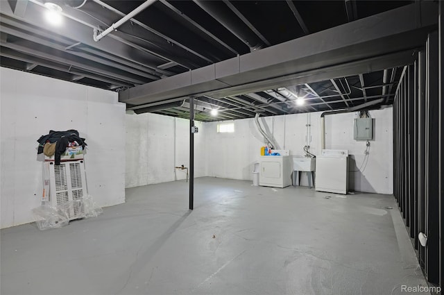 1372 Maryland St, Grosse Pointe, MI 48230 - unfinished below grade area with separate washer and dryer and electric panel