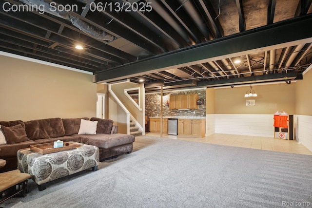 8329 Deer Creek Ct, Grand Blanc, MI 48439 - living area featuring stairs and bar area