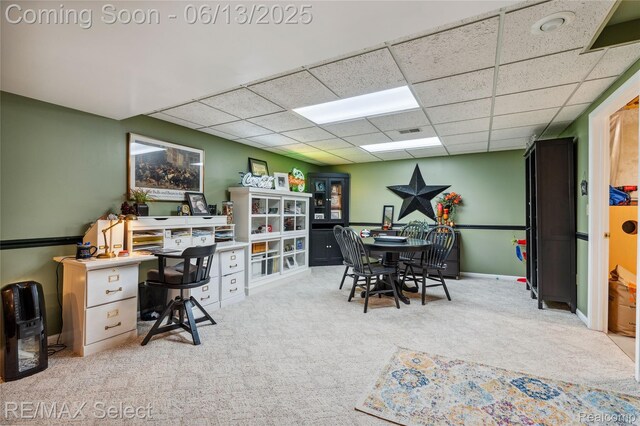 16483 Dawnlight Dr, Fenton, MI 48430 - office space featuring a paneled ceiling and carpet